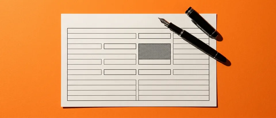 A blank application form with one box filled in, for disclosing AI in a registration