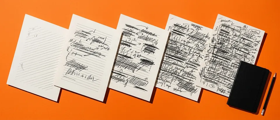 A sequence of drafts with more edits on each, the kind of evidence of human authorship