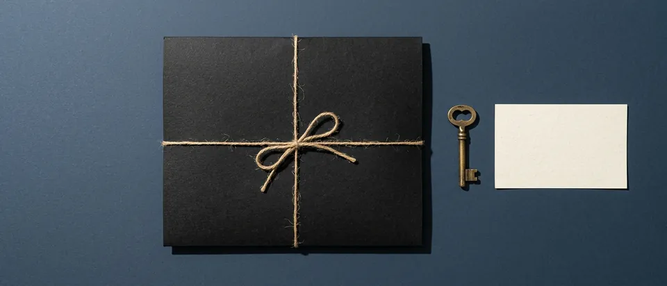 A closed archive folder and drawer card, for the end of the program